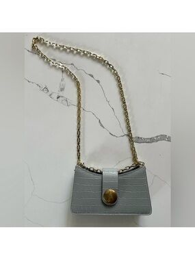 Elleme - Blue Croc Embossed Chain Crossbody Bag